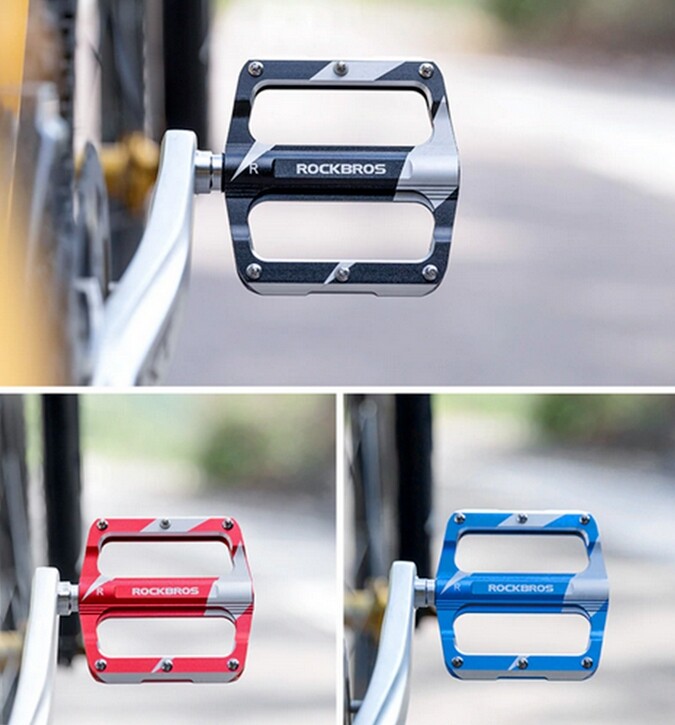 ROCKBROS MTB 9/16″ DU Sealed Bearing Flat Aluminum Pedals Bike Bicycle Pedals