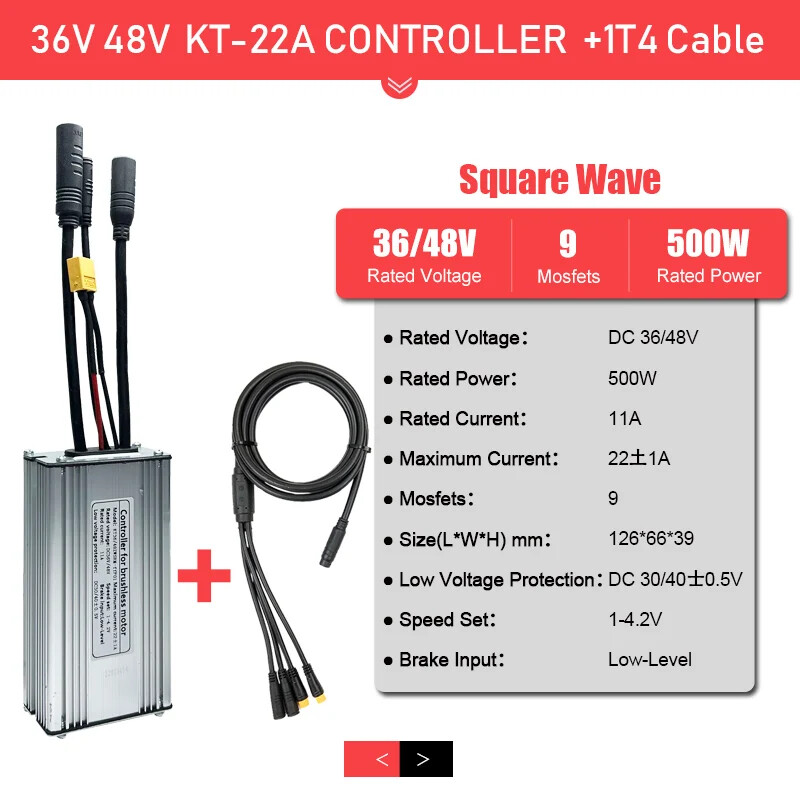 E-bike Controller 36V 48V 15-30A 250W-1000W Ebike Accessories with 1T5 Cable