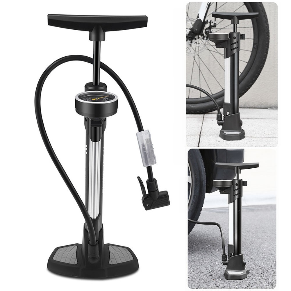 Vertical Mount Bicycle Pump with Extended 180 Degree Rotating Hose 160 PSI