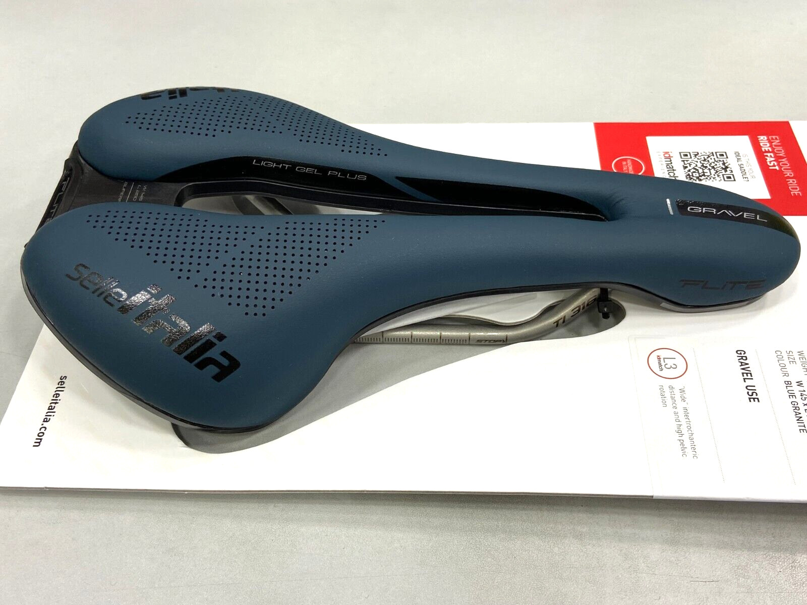 Selle Italia Flite Boost Gravel Ti316 Superflow L3(145x250mm) Saddle Blue Granit