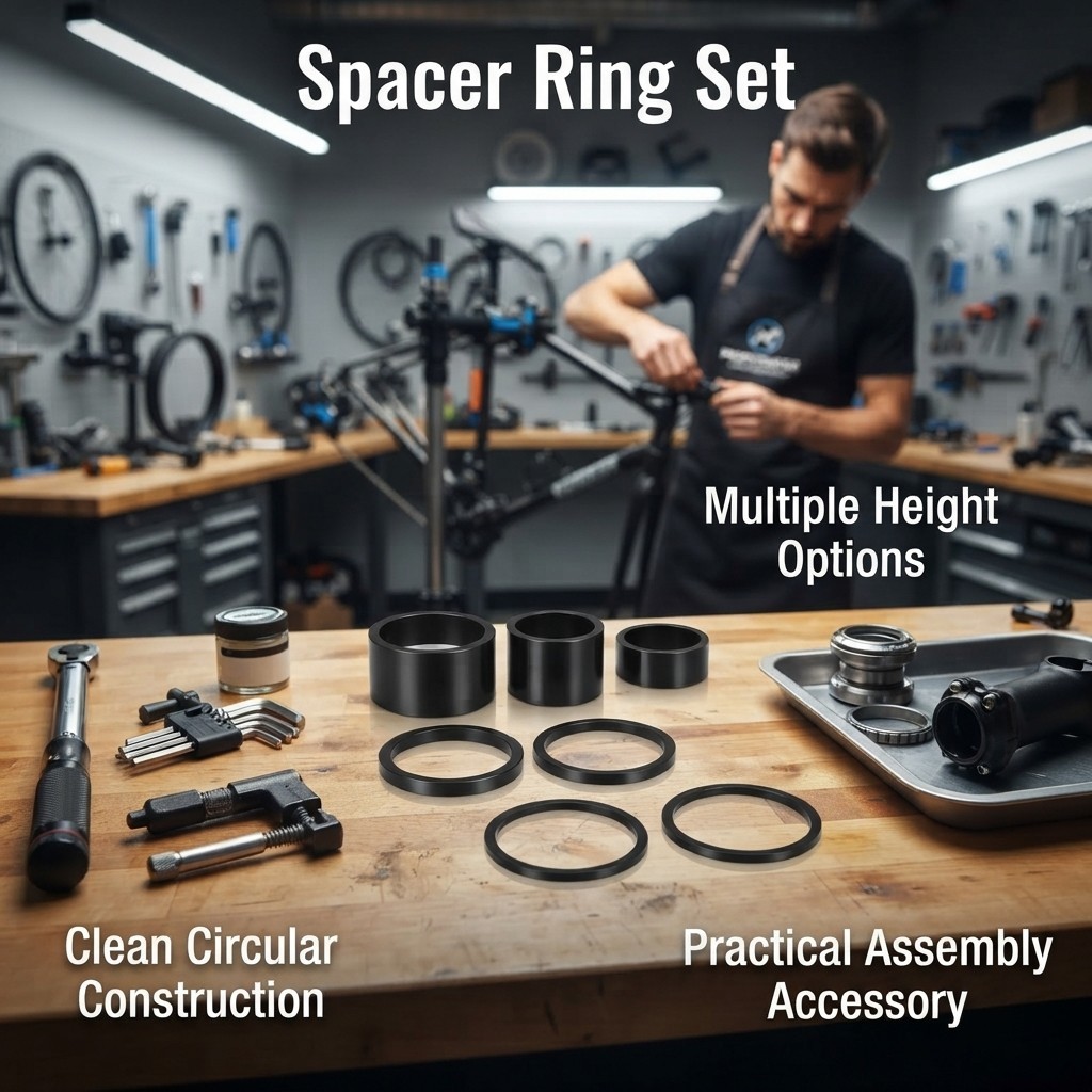 8PCS Bike Headset Spacer Set 1-1/8″ Aluminum Alloy Stem Spacers 2/3/5/10mm Black