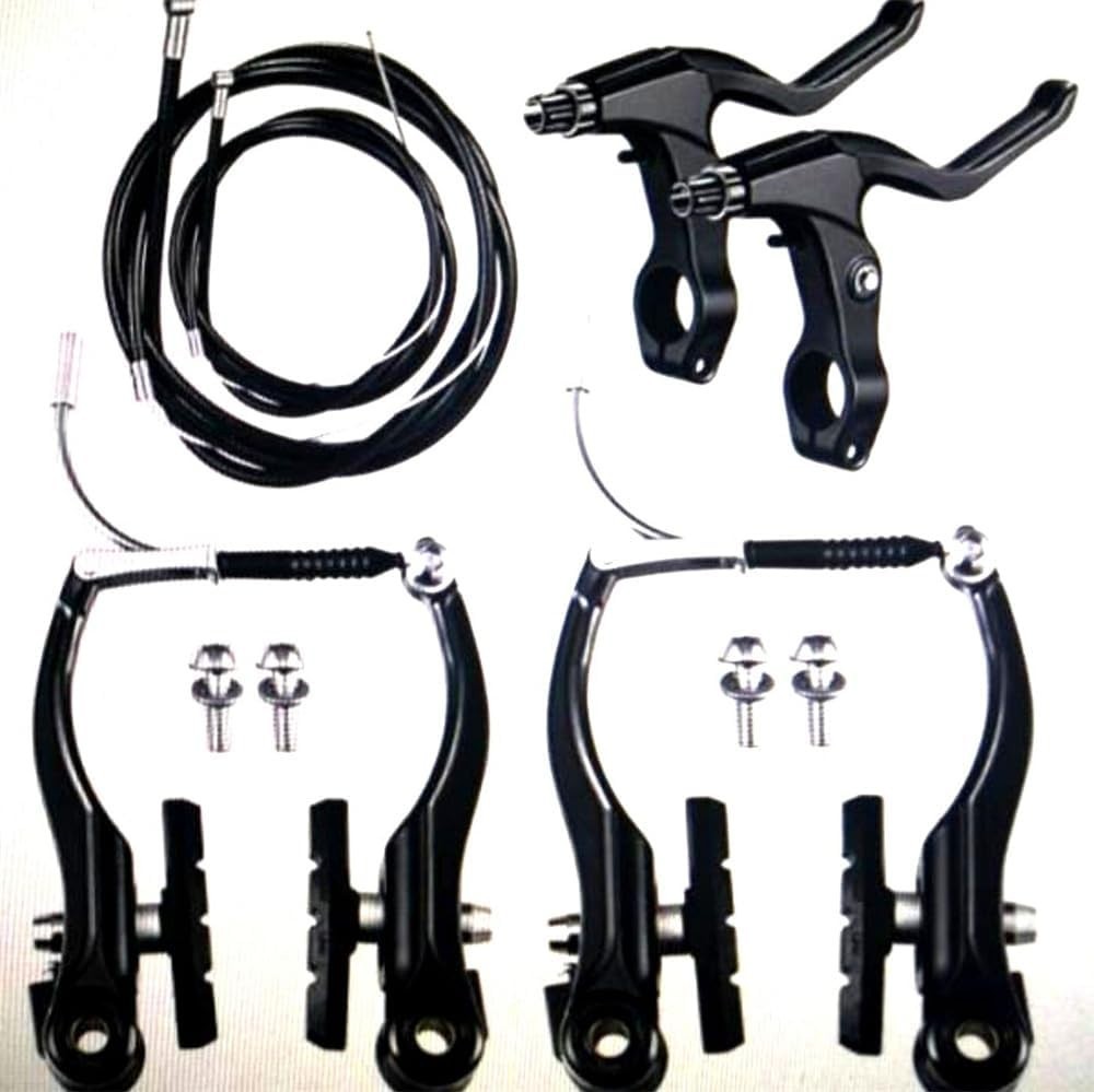 Bike Brake Set Aluminum Alloy V-Type Front and Rear Cables Levers for Most Bikes