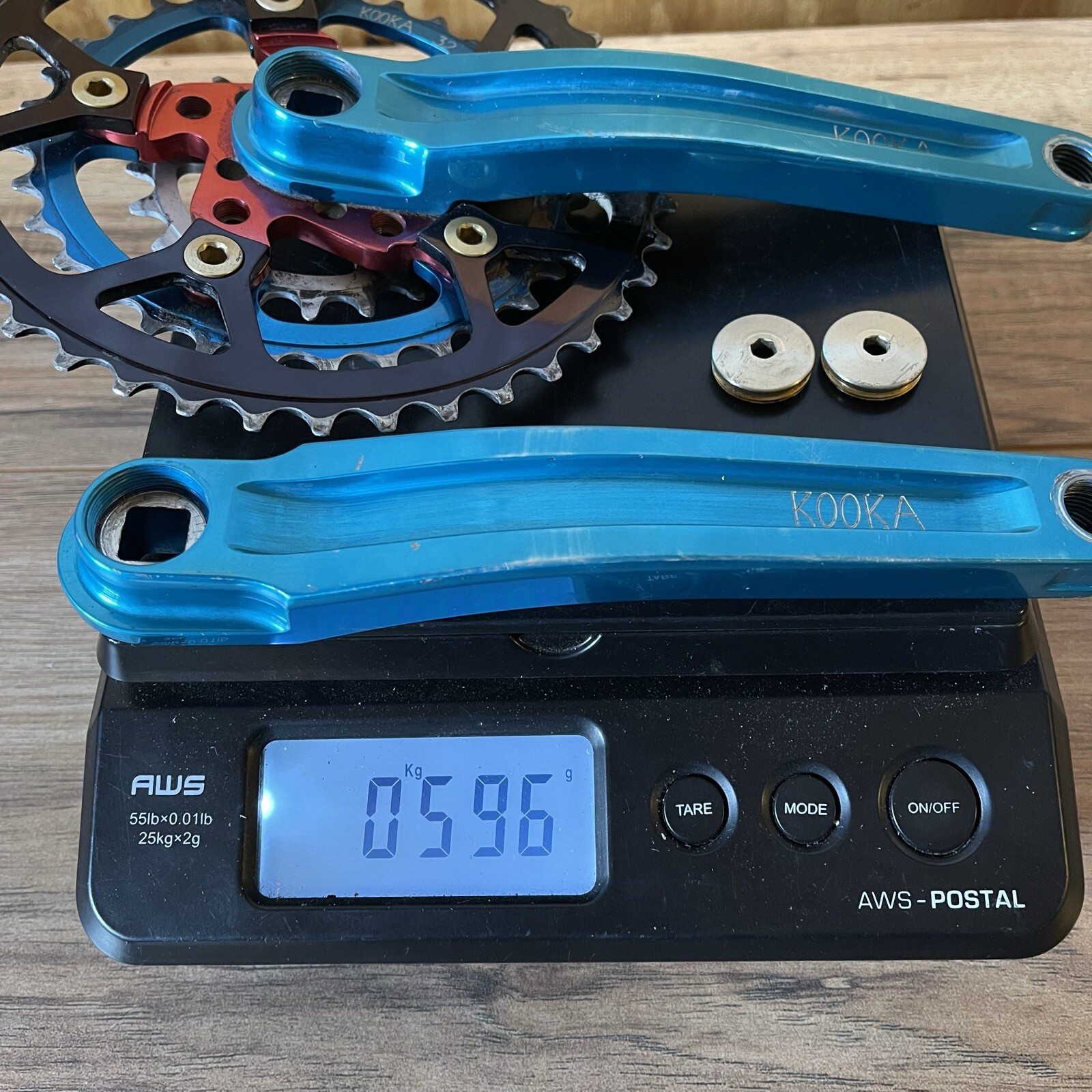 Vintage Kooka CNC Anodized Turquoise Red Crankset 175 94/58 BCD 20 32 42 VRC