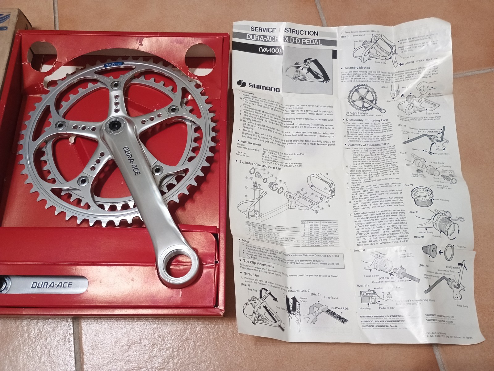 Nos Nib Vintage Crankset Shimano Dura Ace EX W Cut mm 170 Crankset 52/42
