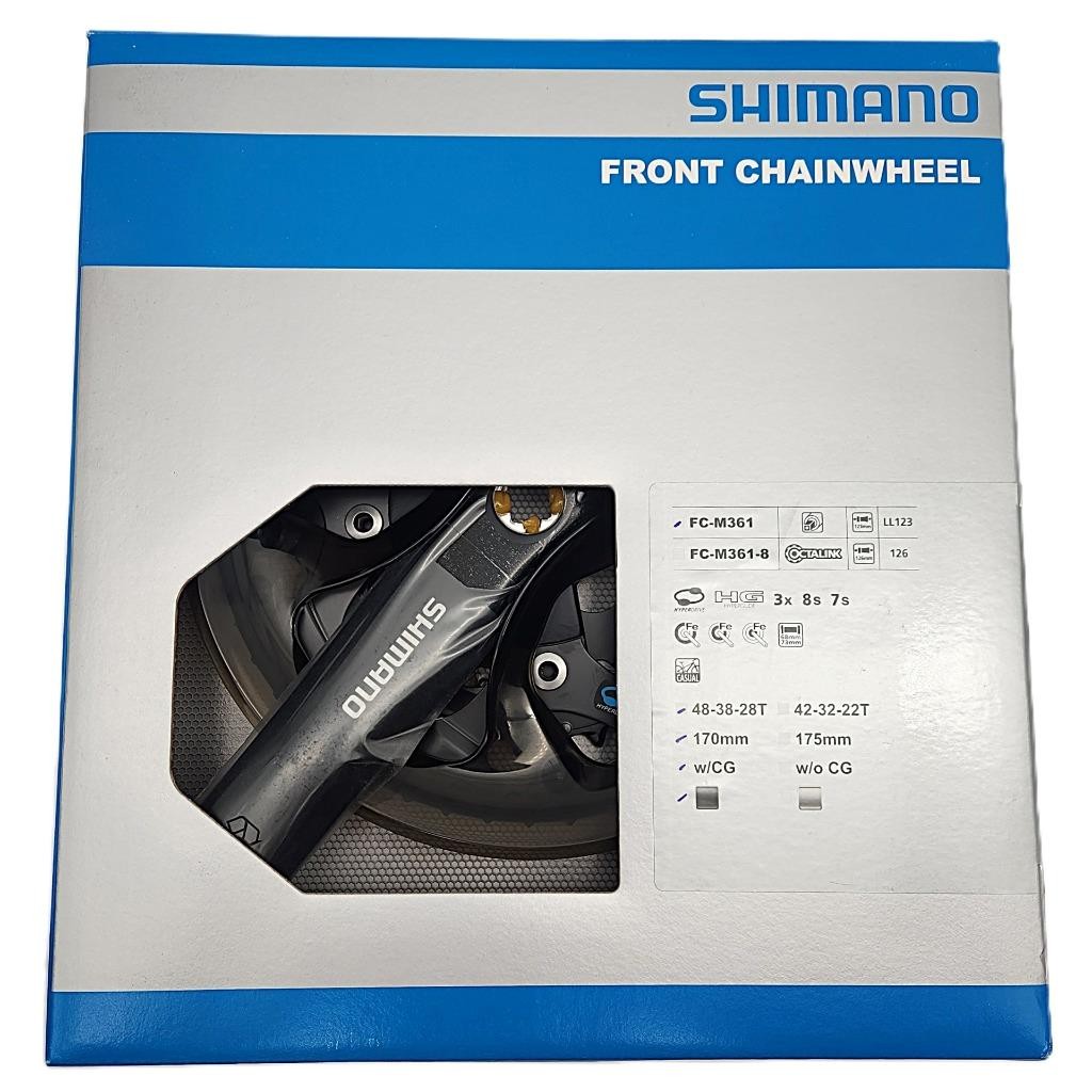 Shimano Altus FC-M361 170mm Square Taper JIS Crankset 7/8-Speed 48/38/28t
