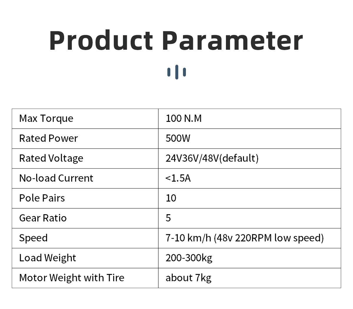 10 Inch 26V 36V 48V 500W Low Speed 7-10km/h Electric BLDC Wheel Geared Hub Motor