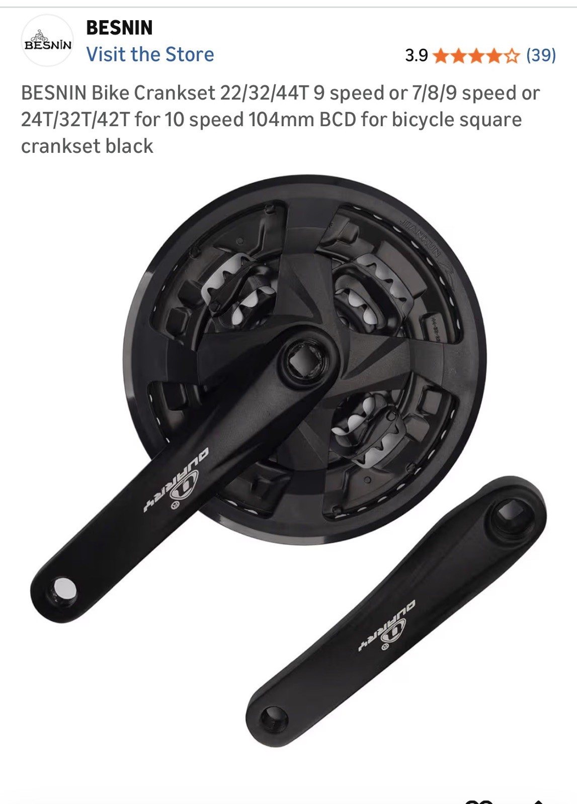 Prowheel Bike Crankset 22/32/44T 9 speed or 7/8/9 spd or 24T/32T/42T for 10 spd