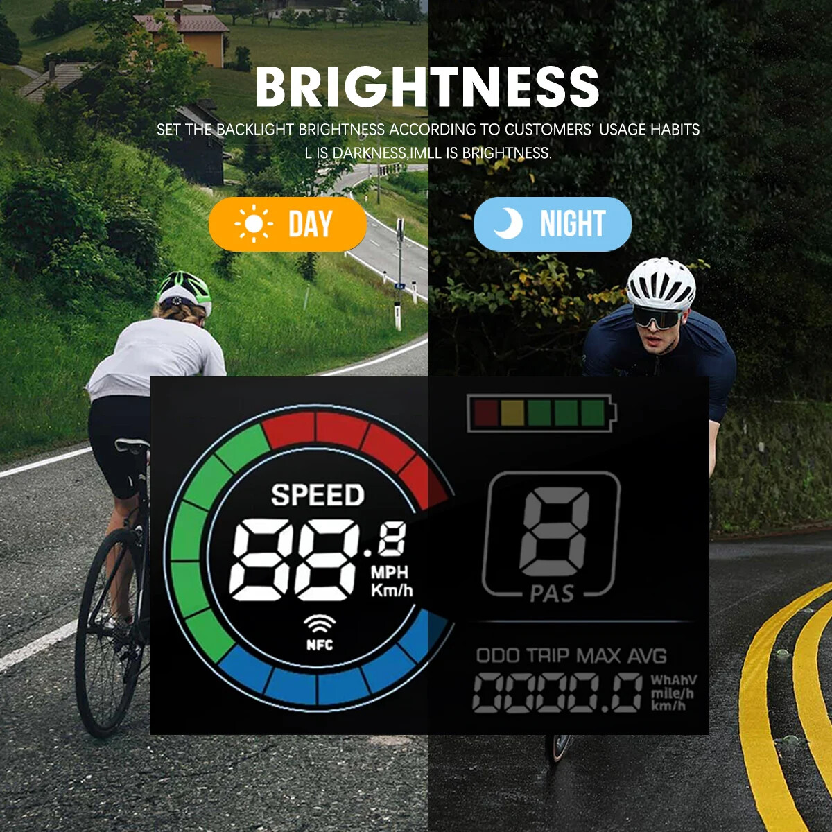 E-bike Display LCD S869 24V/36V/48V/52V/60V/72V SM/Waterproof Plug Display
