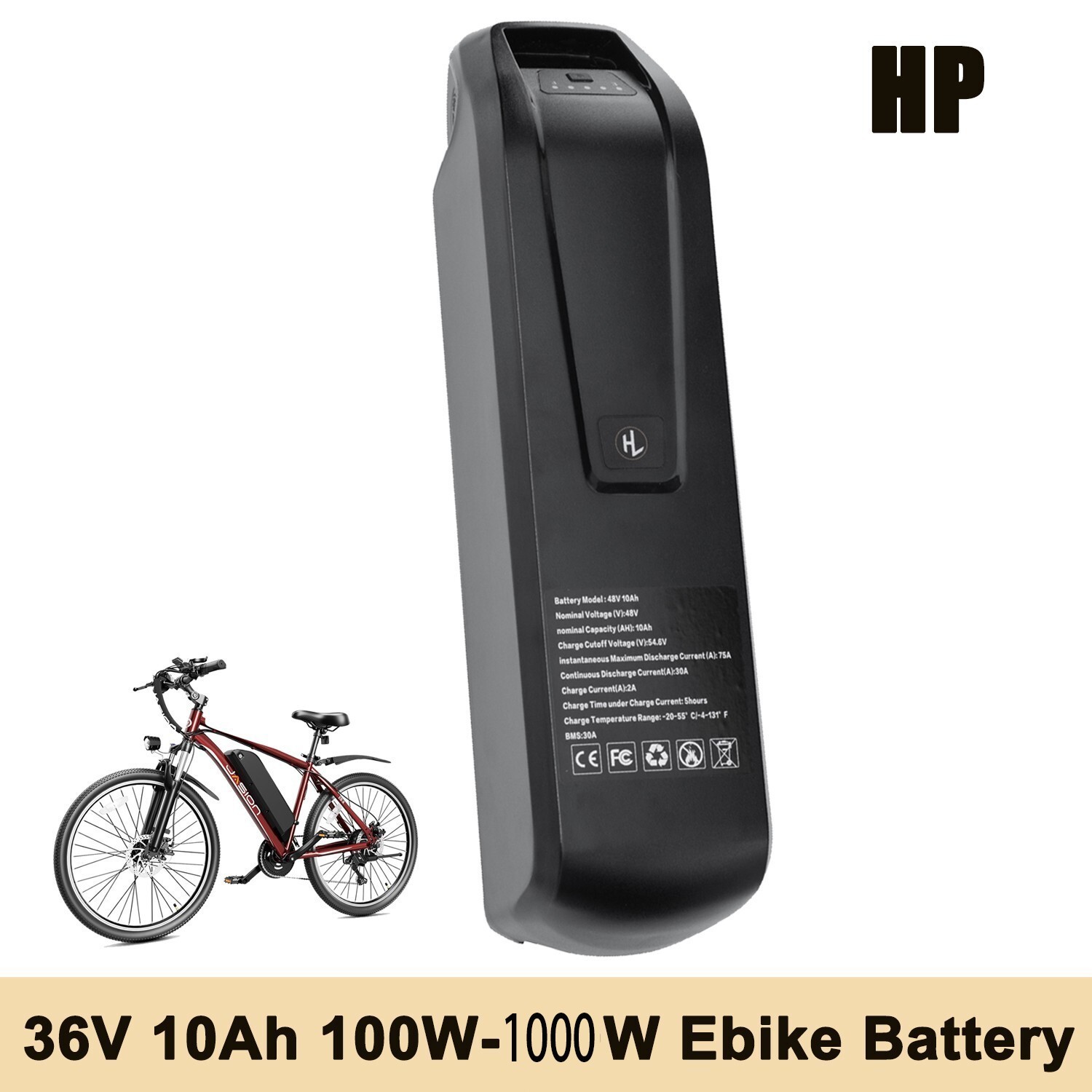 36V 10Ah Lithium Ebike Battery Lockable for 500W 750W 1000W Electric Bike Motor