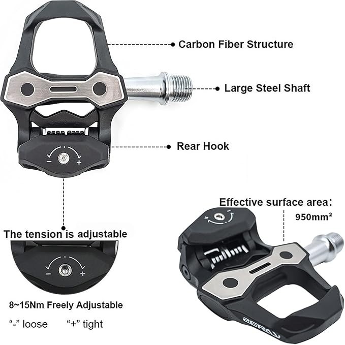 ZP-110 ZERAY Carbon Road Bike Pedals-Lightweight Clipless Bicycle Pedals