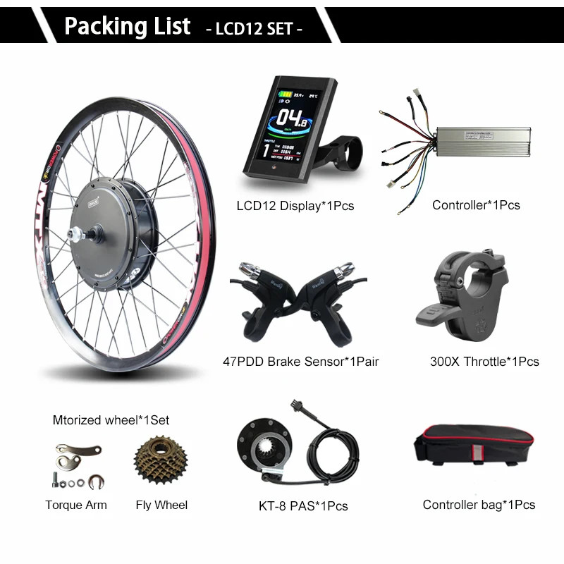 48V72V 1000W-3000W Electric Bicycle Rear Gearless Hub Motor Conversion Kit