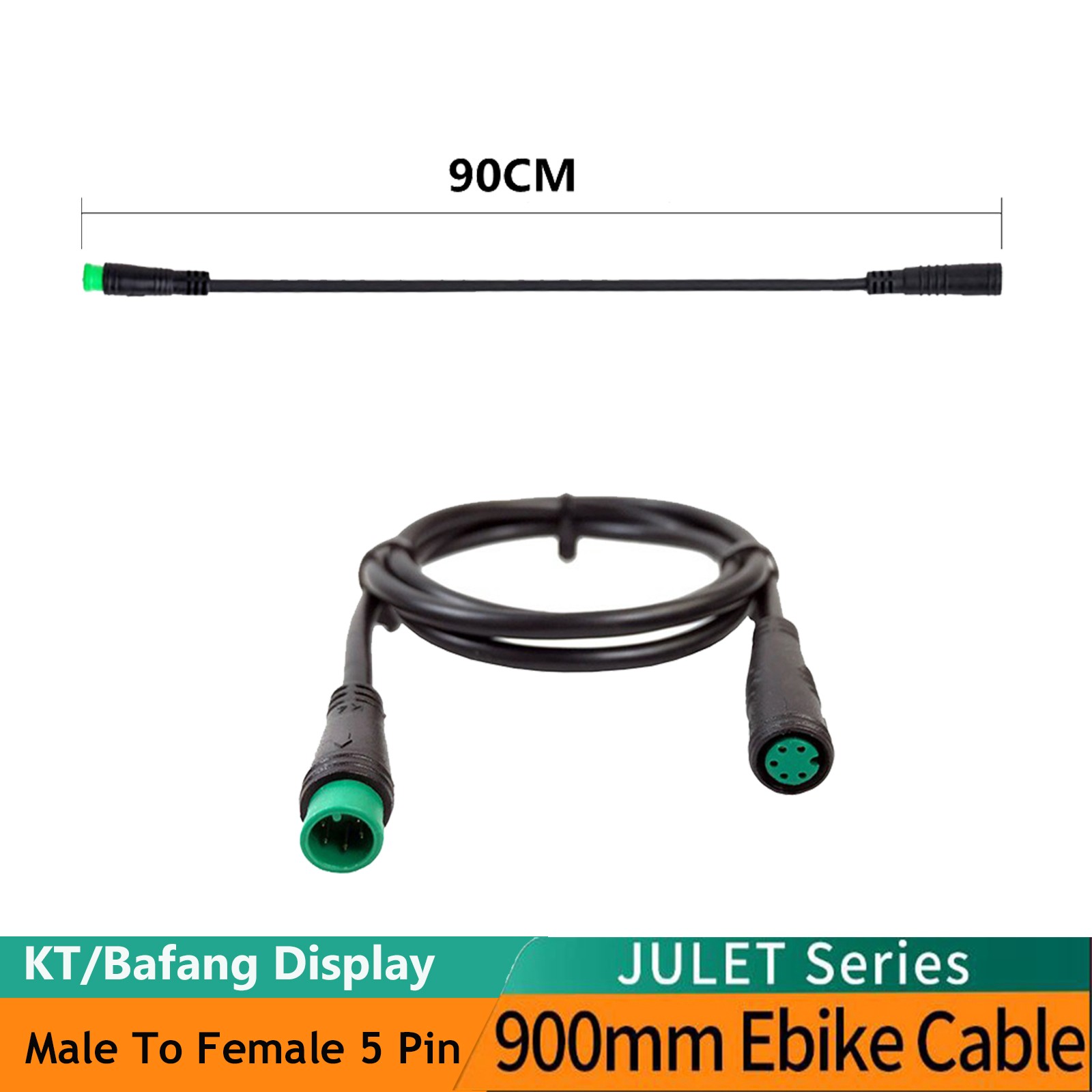 90CM E-bike KT/Bafang Display Waterproof Extension Cable Male To Female 5Pin SDE