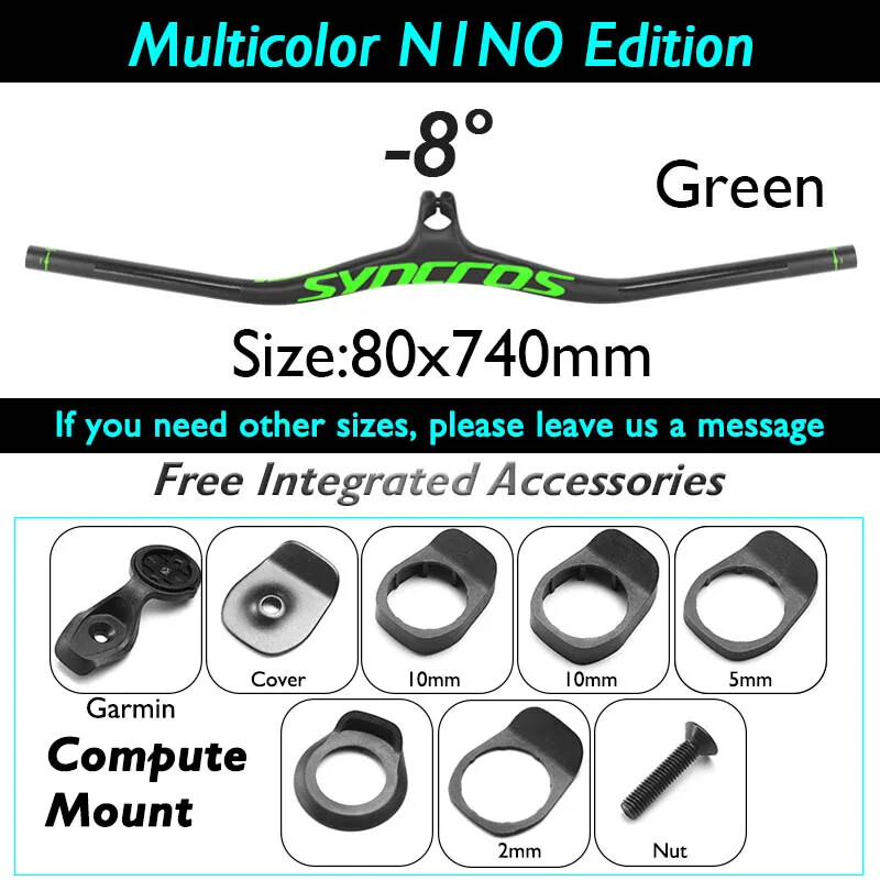 Carbon Integrated MTB Bicycle Handlebar with Stem 60-110mm -8/-17/-25 Degree