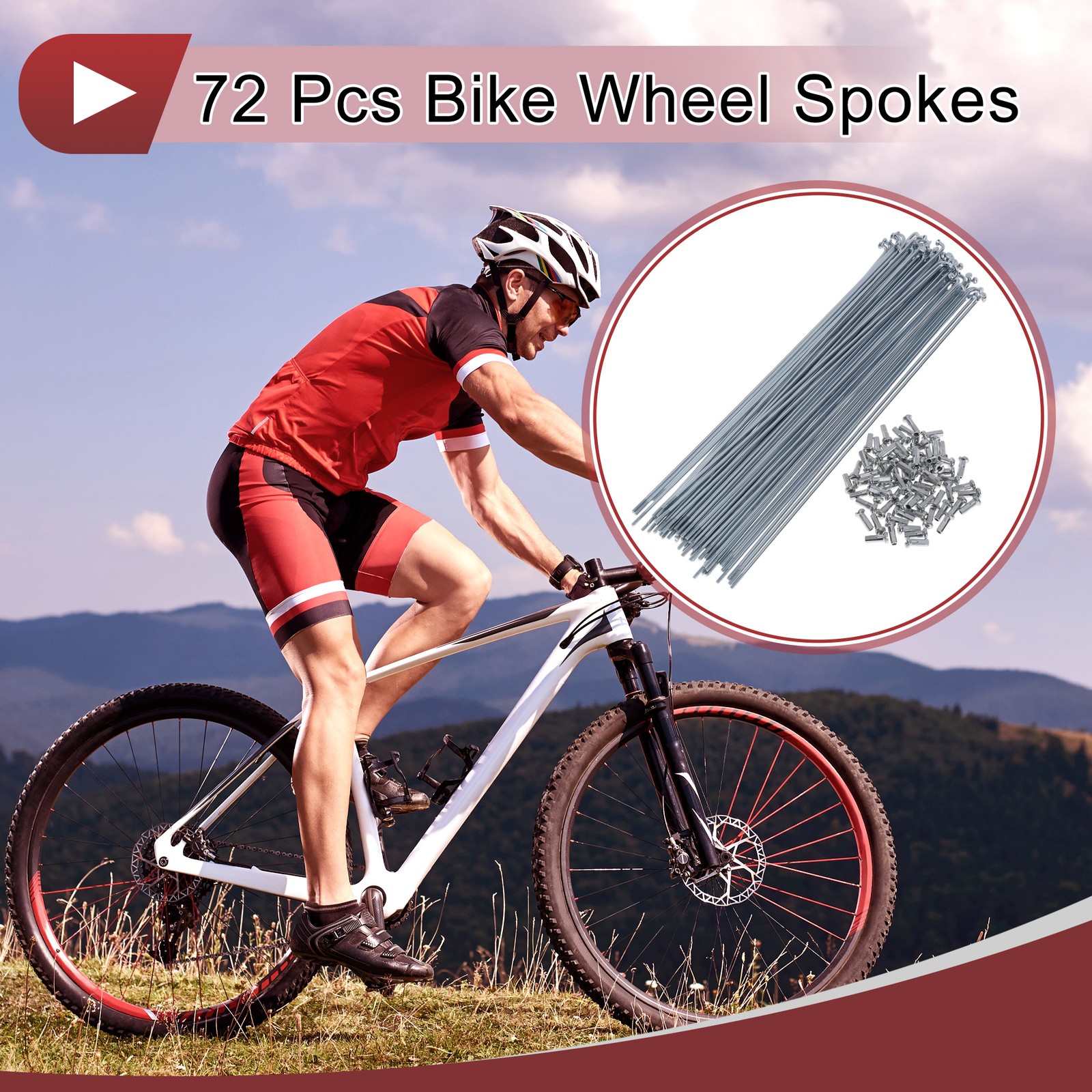72 Set 14G Bicycle Spokes 220mm Bike Wheel Spokes Carbon Steel Galvanized