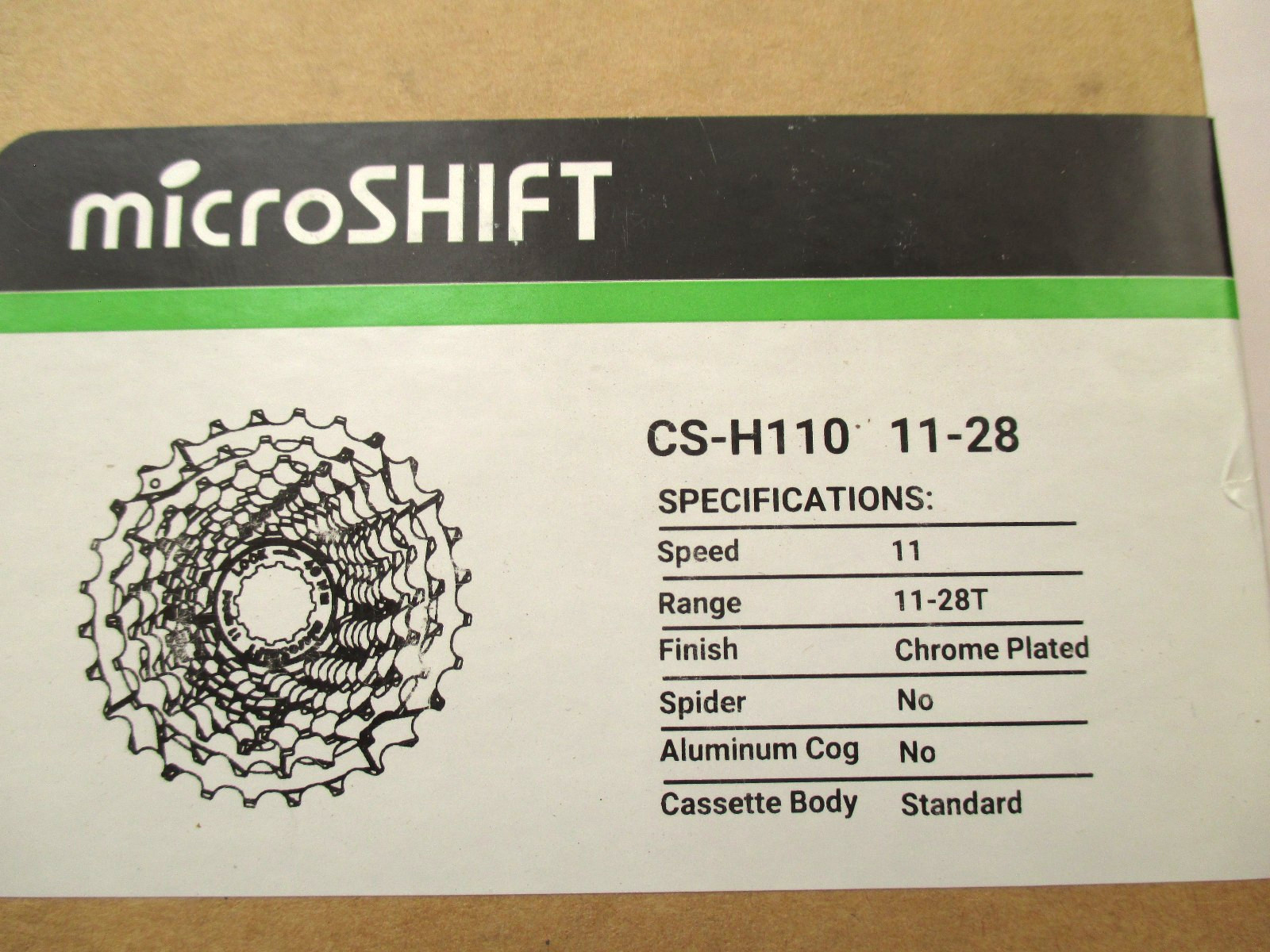 New microSHIFT CS-H110 Cassette – 11 Speed, 11-28T. Chrome Plated