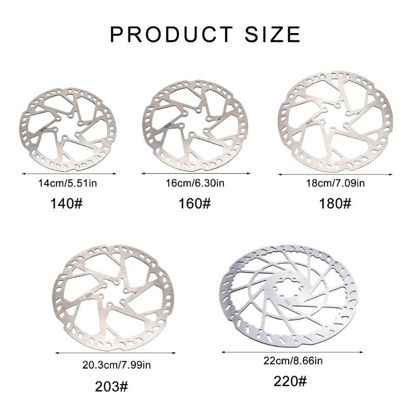 140/160/180/203/220mm Stainless Steels Disc Brake Rotor for Road Bike, Mountain