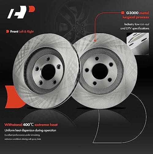 12.43 inch (316mm) Disc Brake Rotors Compatible with Select Ford Front Vented