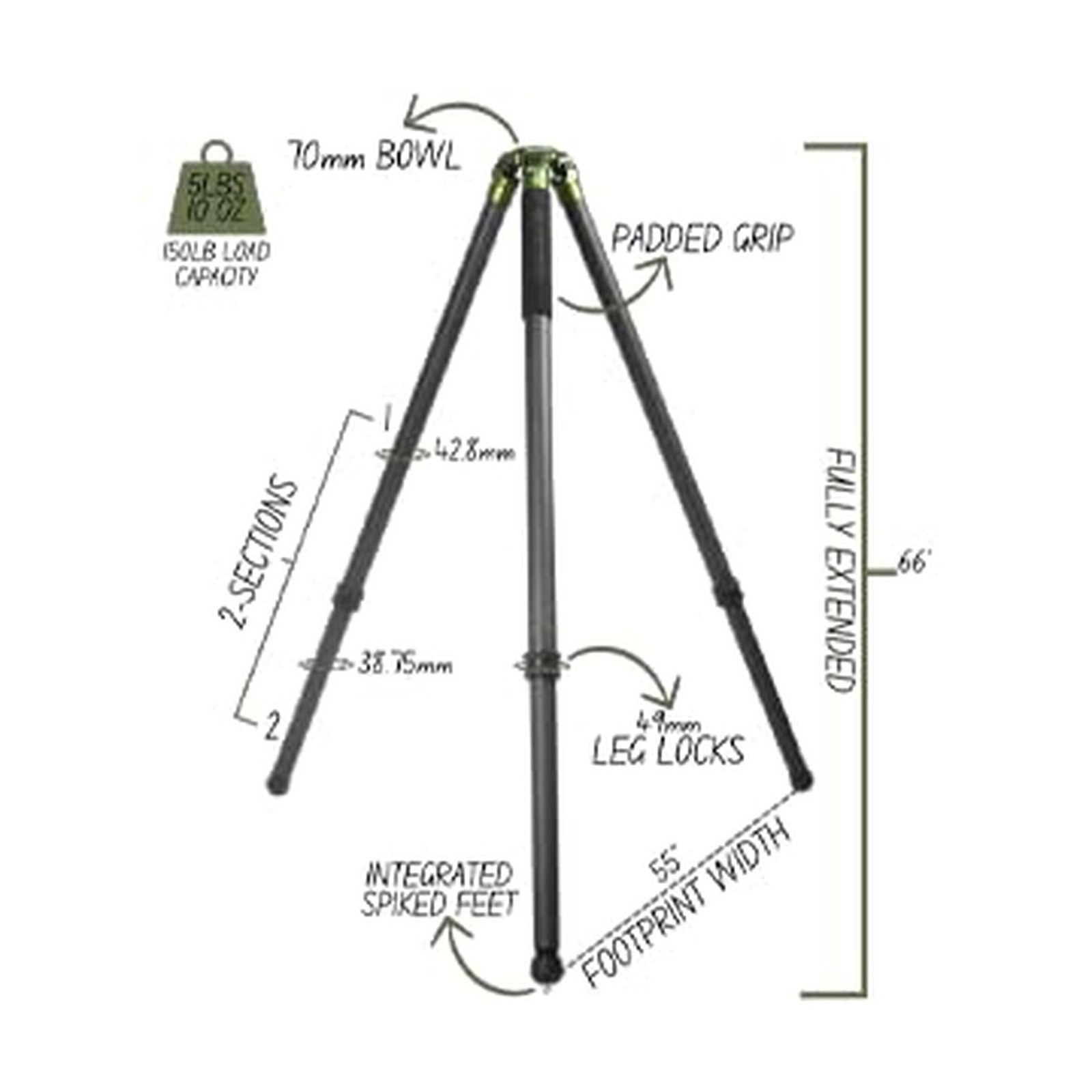 Traverse 2 Section Tripod – Carbon Fiber and Aluminum, stabile, Lightweight T…