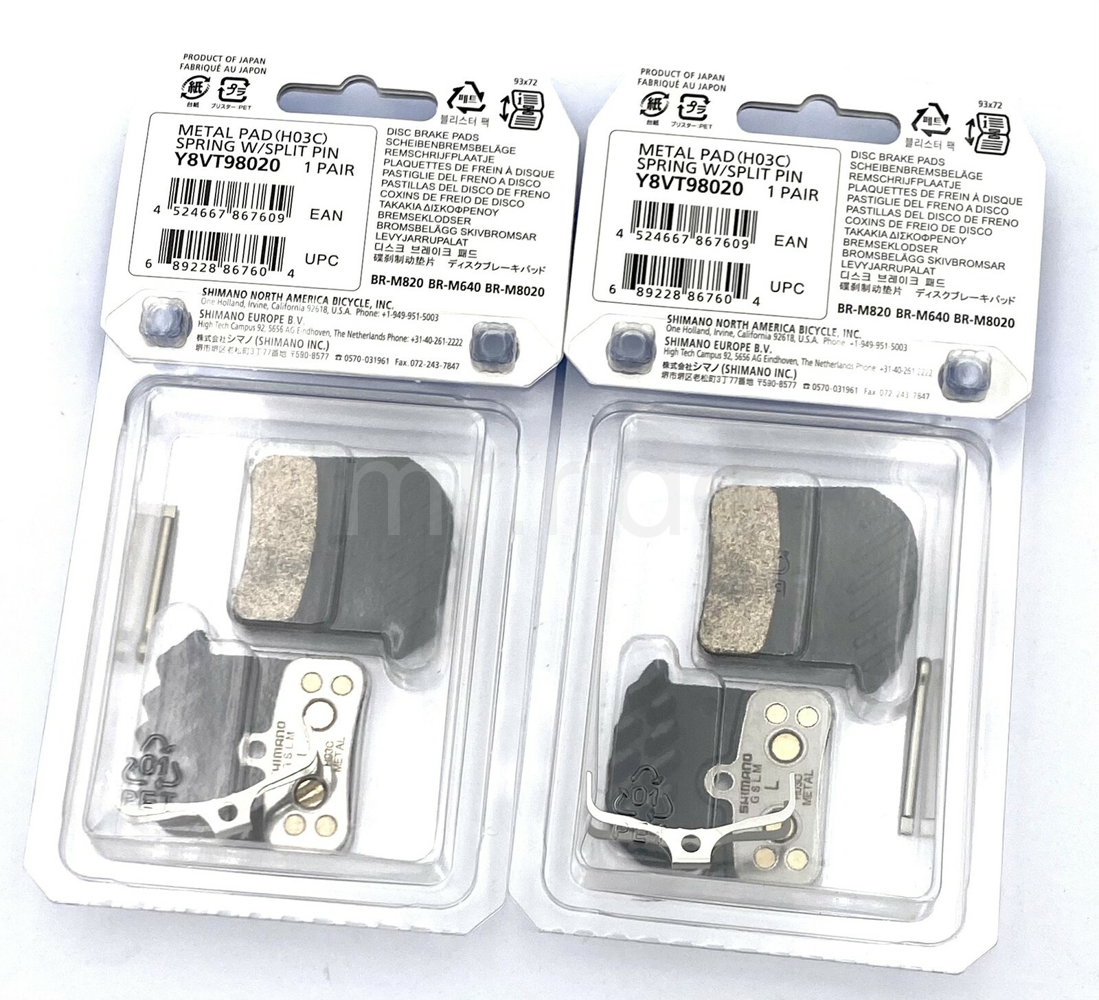 Shimano SAINT ZEE Metal 4-Piston Brake Pads H03C W/ Spring+Fin Y8VT98020 2 Pairs