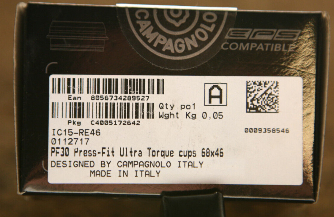NOS NEW Campagnolo IC15-RE46 EPS bottom bracket cups press fit PF30 68×46