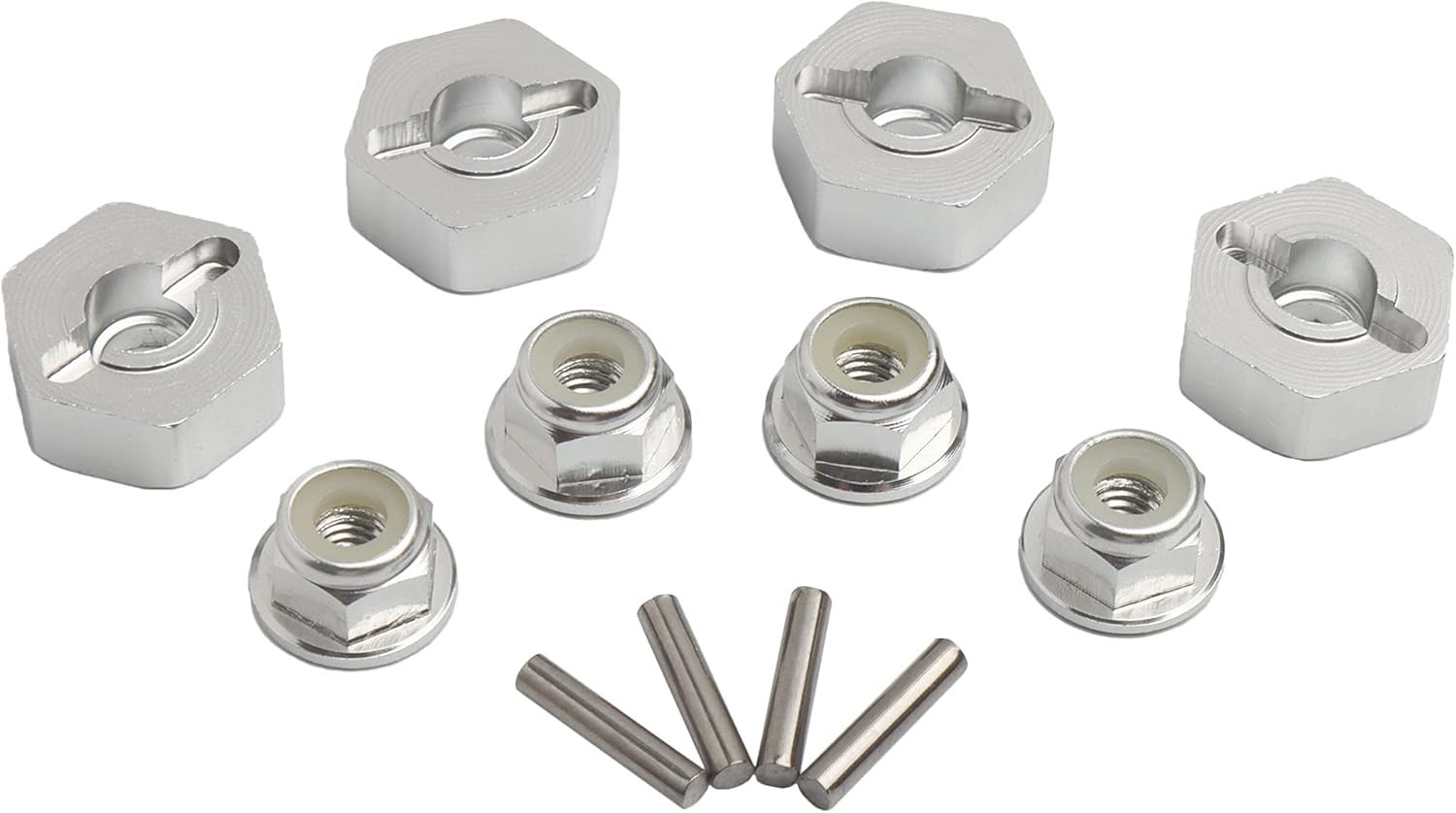 12mm Wheel Hex Hubs Drive Adapter 5mm Thick & Flange M4 Lock Nuts Aluminum fo…