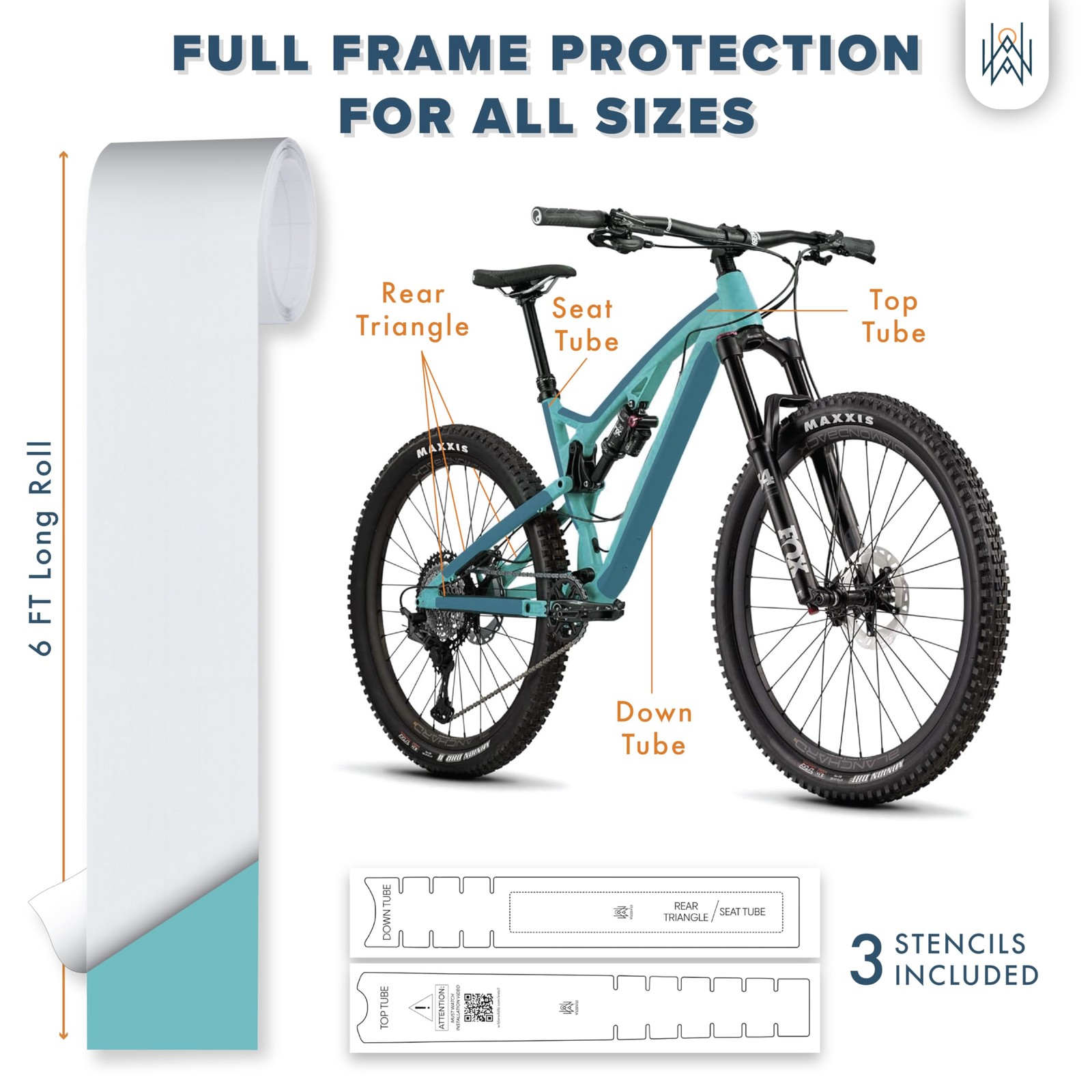 Bike Frame Protection Tape High Impact Clear Vinyl Wrap Includes Tool 4”x72 B…