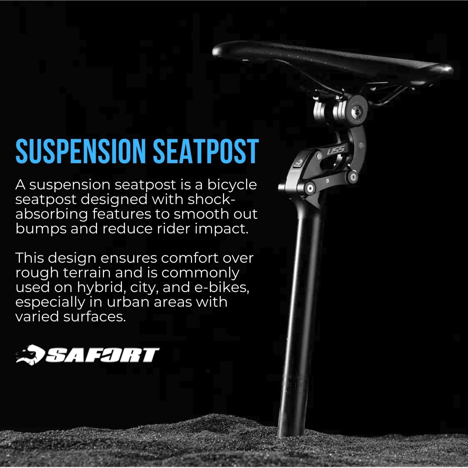 Aluminum Suspension Seatpost for Cruiser & eBike – Adjustable Length 365/580mm