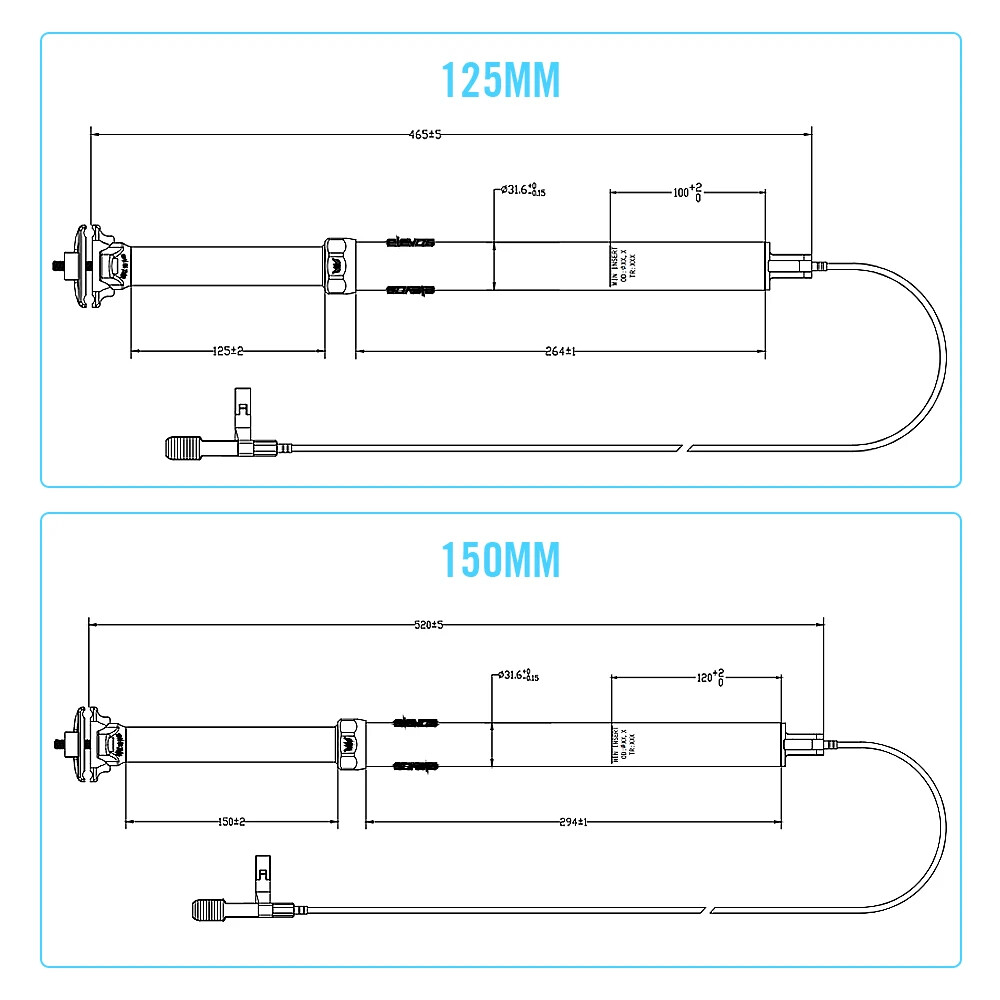 MTB Dropper Seatpost 31.6mm 125/150mm Down Pull Internal Cable Remote Control