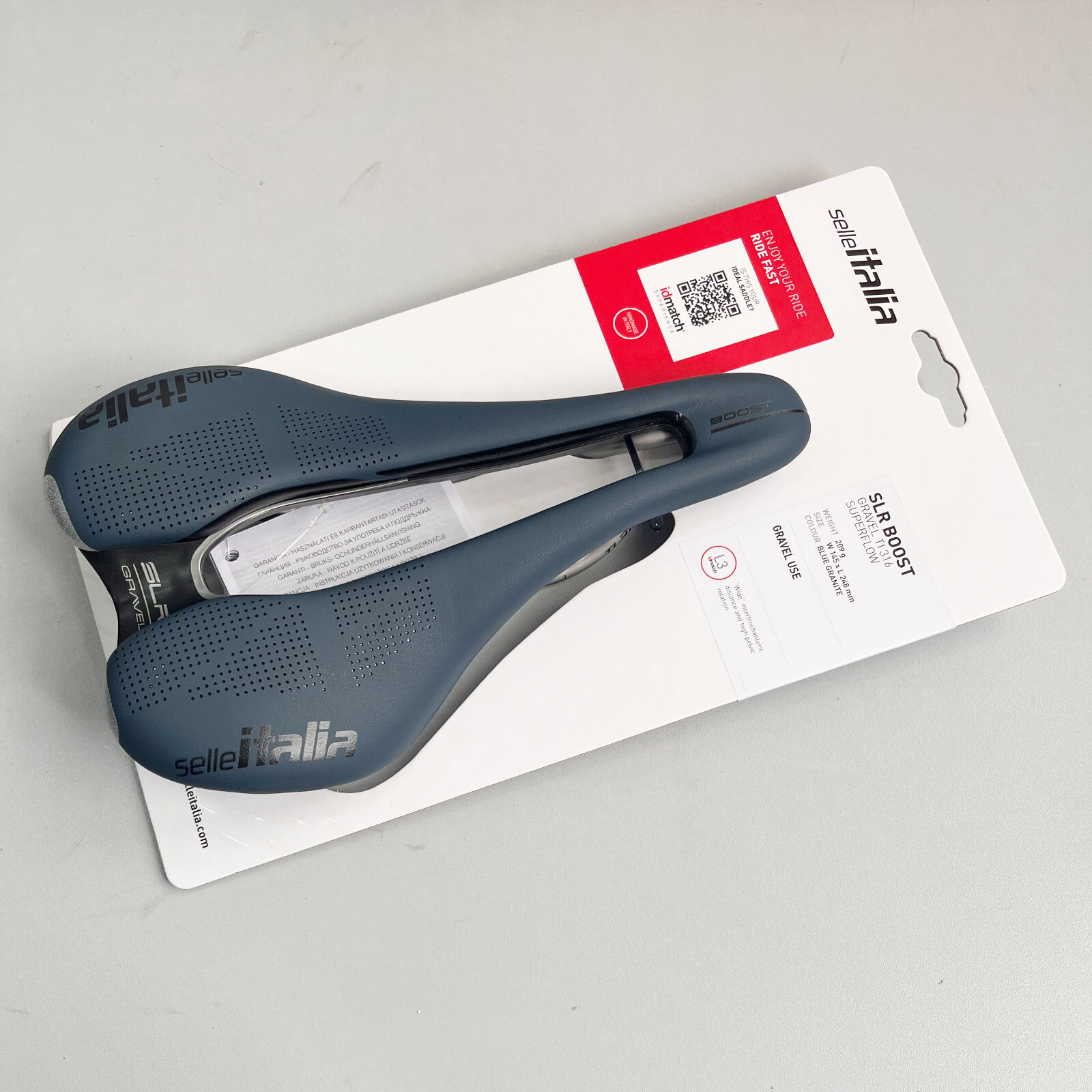 Selle Italia SLR Boost L3 145x248mm Gravel TI316 Superflow Saddle (Blue Granite)