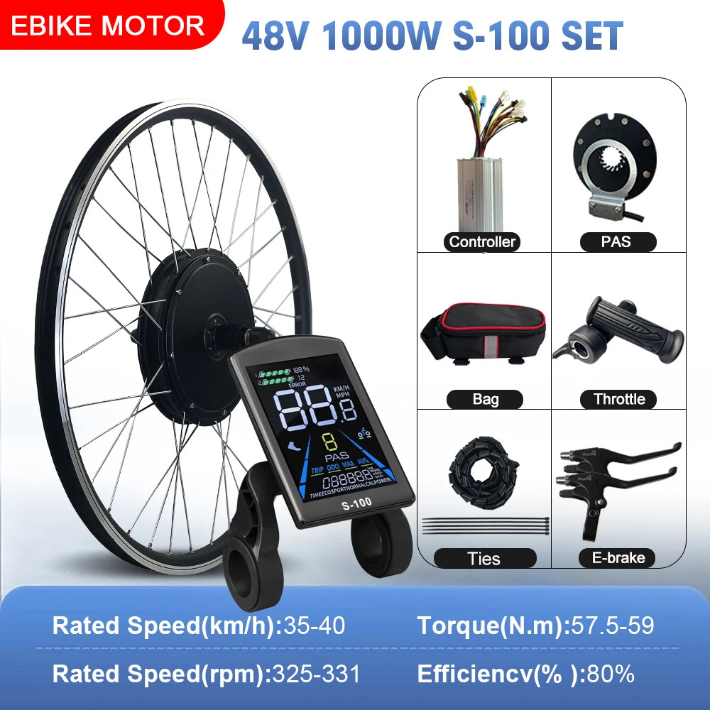 Mountain E-bike Conversion Kit 48V 1000W Brushless Rear Cassette Hub Motor Wheel