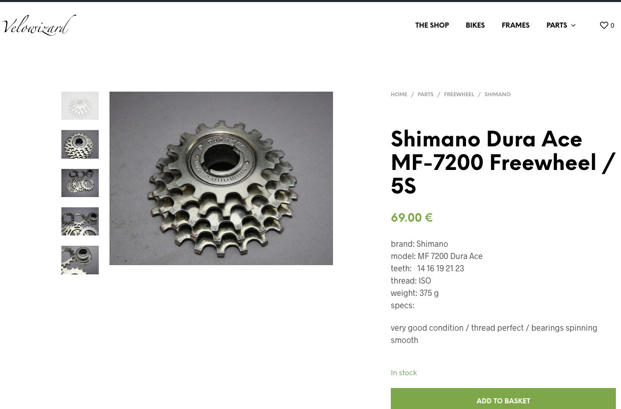 Shimano Dura Ace MF-7200 Freewheel / 5S / 14-23 / 375g / ISO Bolt On