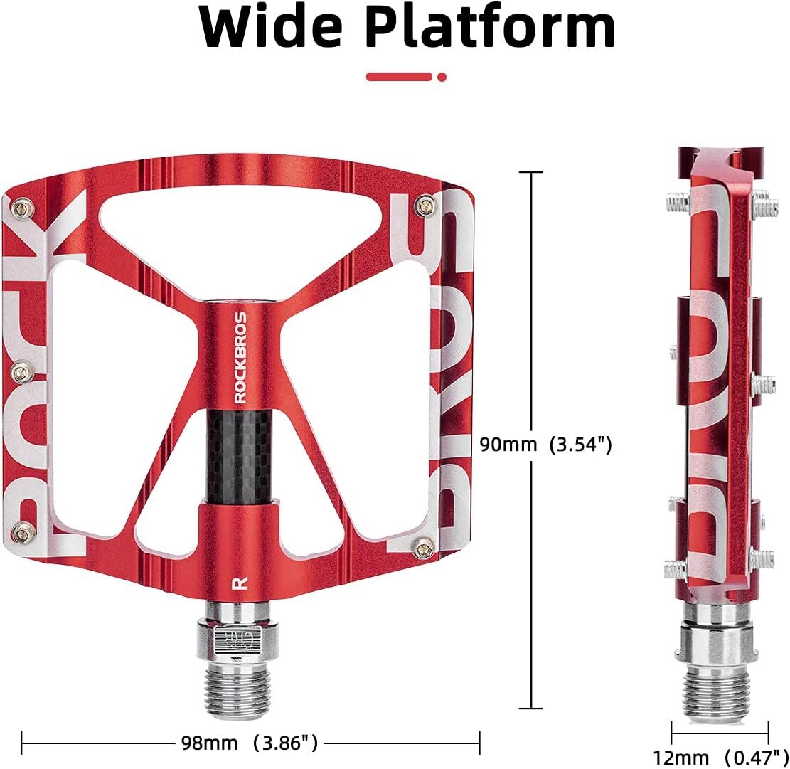 ROCKBROS Bike Pedals 9/16» Anti-Slip Aluminium Alloy Reflective Sealed Bearing