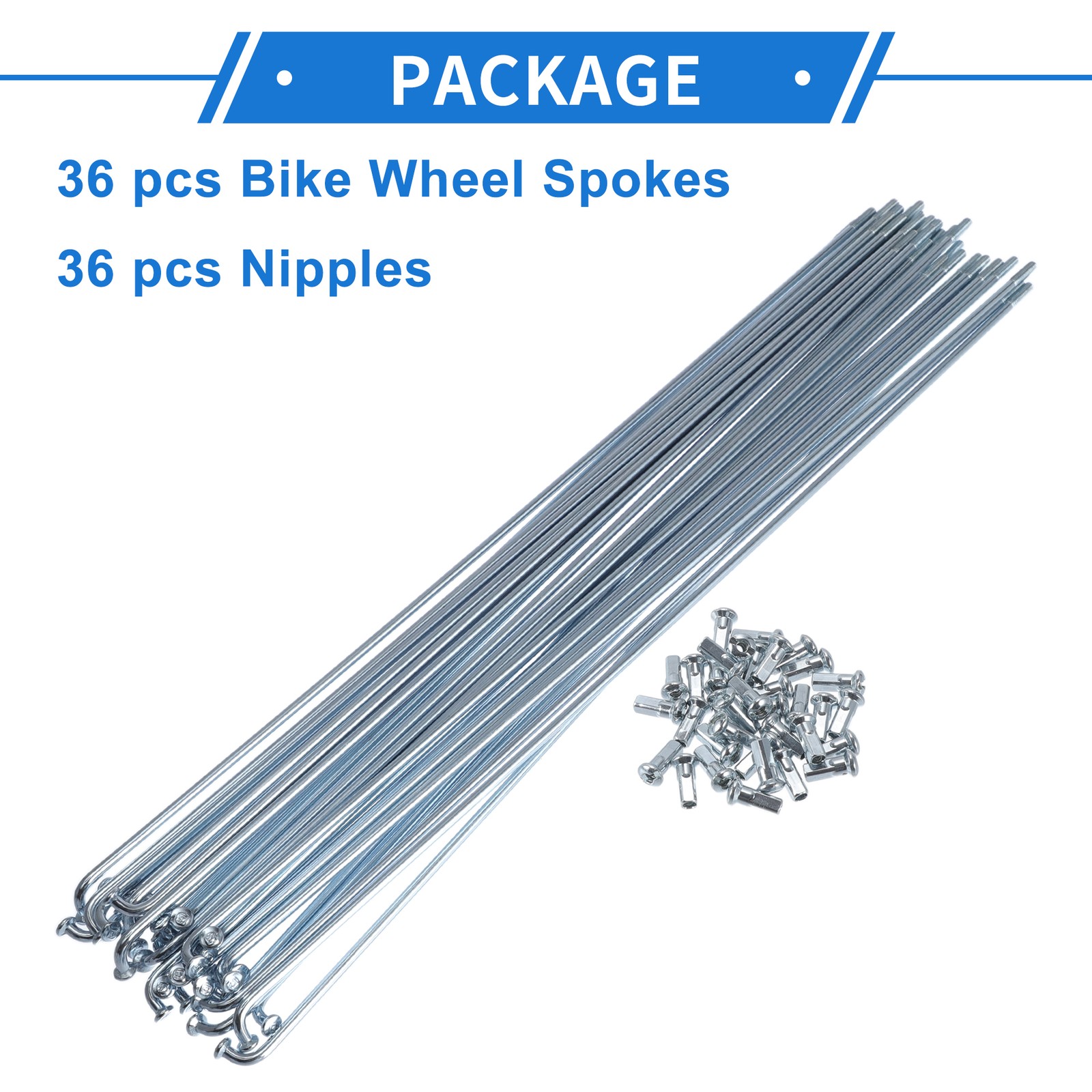 1 Set 12G 278mm Length Bicycle Spokes Nipple Carbon Steel Galvanized Universal