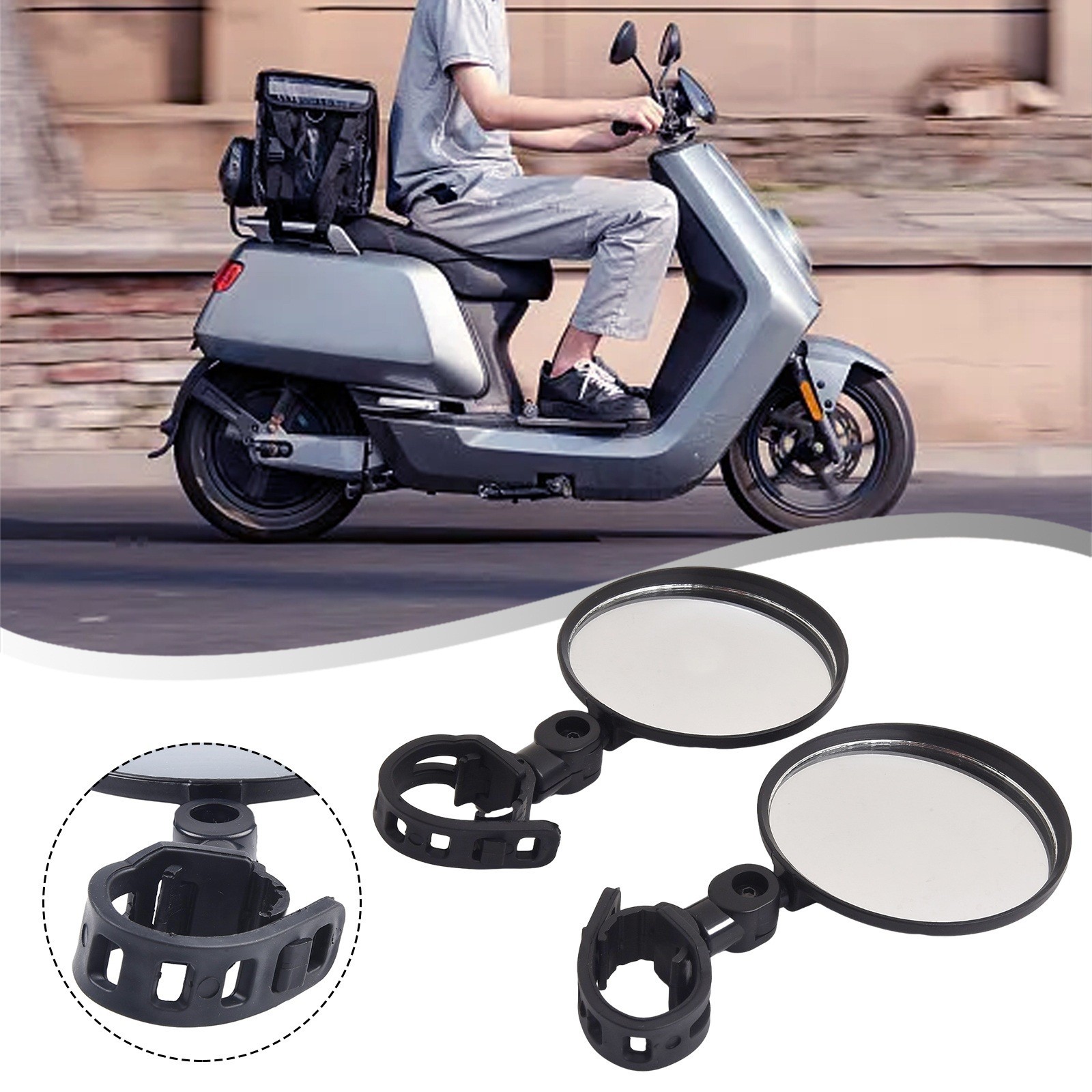 Handlebar Rear View Glass 5.1*5.1cm Accessories Adjustment Mirror Multi-Angle