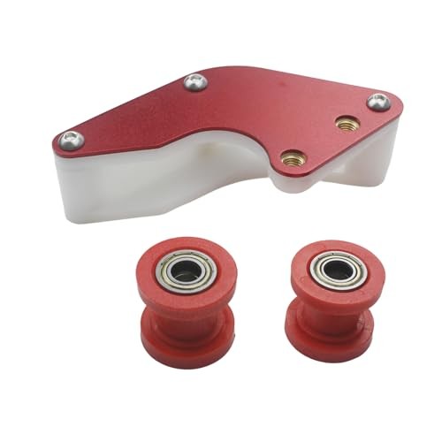 Motorcycle Aluminum Plastic Chain Guard Guide Protector+8M 10M Chain Red