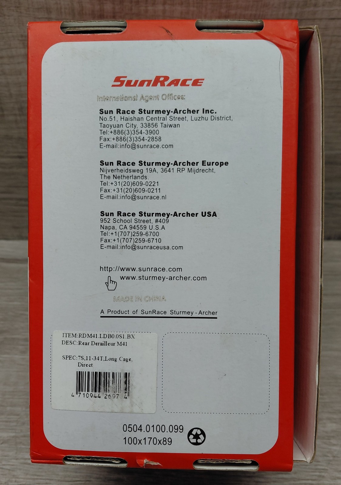 SunRace M41 0S1 Rear Derailleur – 7/8-Speed, Long Cage, Black with Hanger