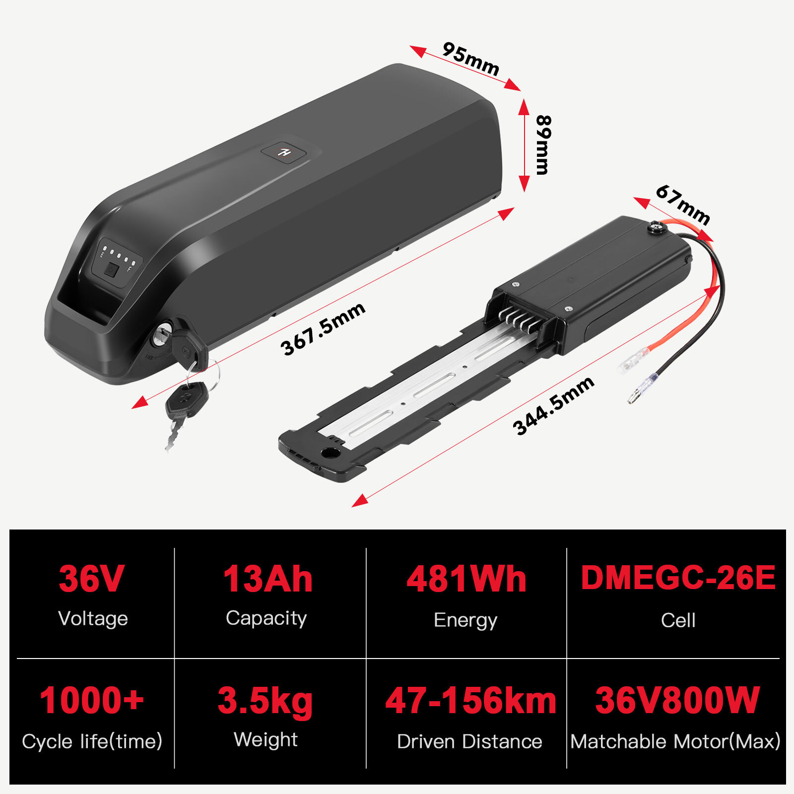 Heybike Battery 36V 48V 13Ah for Race,Race Plus,Race max,Mars 2.0 Ebike Battery