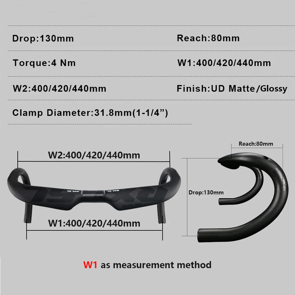 Road Bike Cycling 3K Glossy Internal Routing Carbon Handlebar 400/420/440mm
