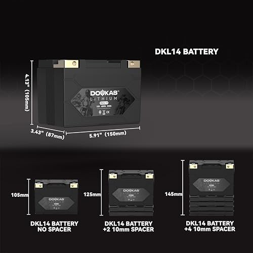 DKL14 YTX14-BS 550A LiFePO4 Motorcycle Lithium Battery, [+ -] YTX14-BS 4Ah 550A