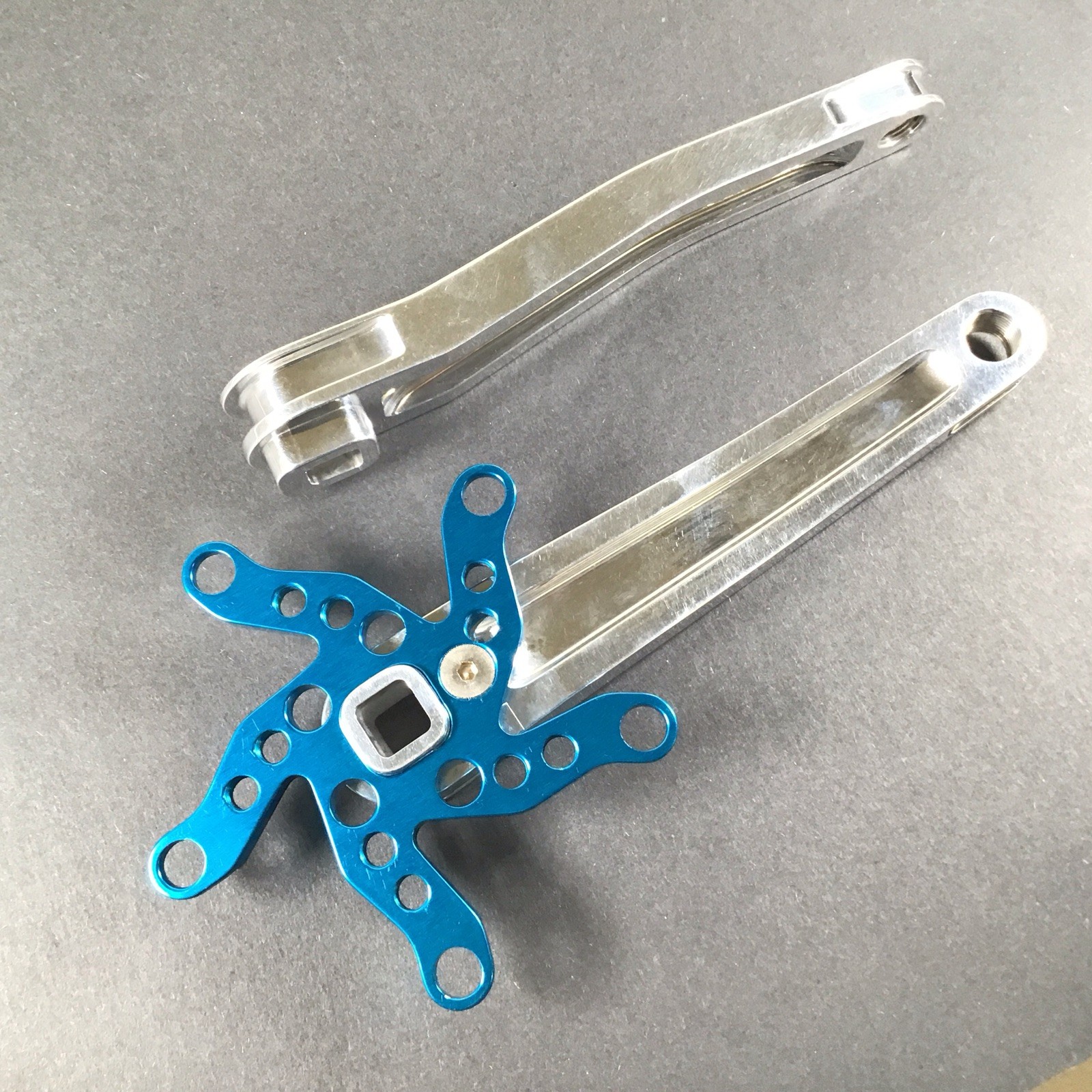 Kooka Crank Arm Set Silver/Blue 170mm 74/110 NOS Vintage MTB Grafton Yeti Klein