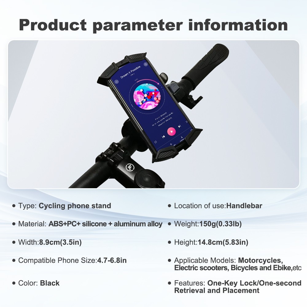 360° Bicycle Bike Phone Anti-Shake Bike Phone Holder Handlebar Mount