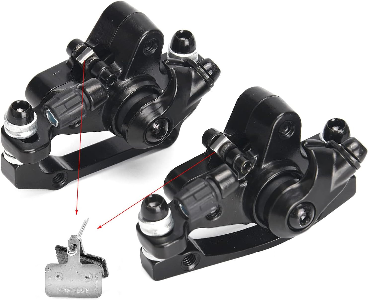 MTB Front & Rear Cable Disc Brake Caliper Set with 160mm Rotors