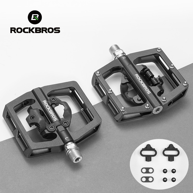 ROCKBROS Bike Pedals SPD Lock Pedals Non-Slip MTB 2 in 1 Dual Function Pedals