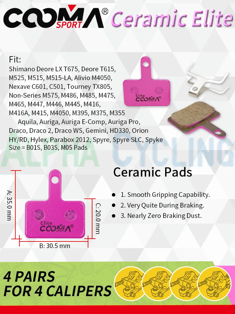4 Pairs 8 Pcs Ceramic Bicycle Disc Brake Pads for Shimano SRAM Avid Magura