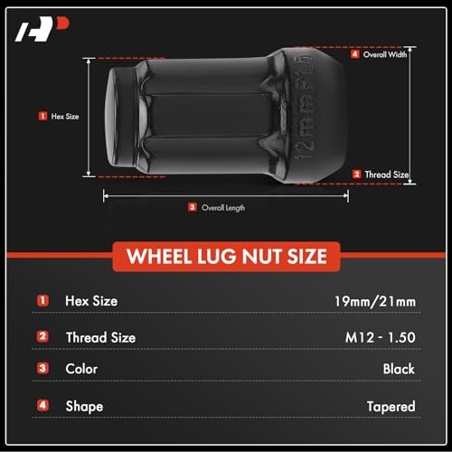 16-PC M12x1.5 Wheel Lug Nuts W/Socket Key Compatible with Can-Am & Honda &