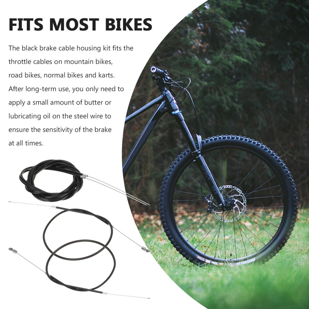 1 Set Professional Bike Brake Cable Kit Reusable Black Stainless Steel PVC
