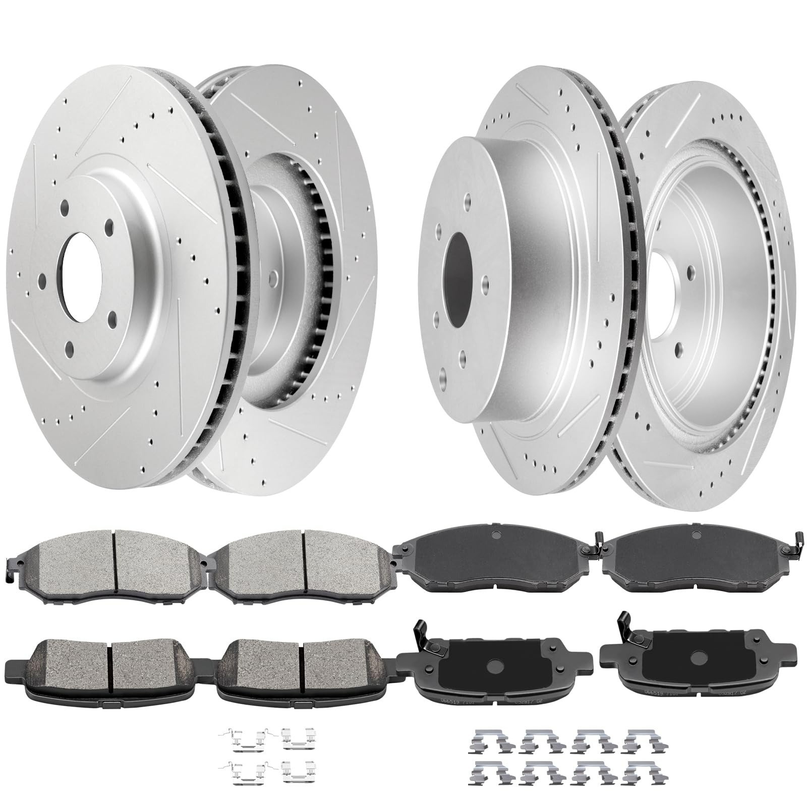 SCITOO Brake Pads and Rotors Kit for Lexus Land Cruiser Tundra Sequoia