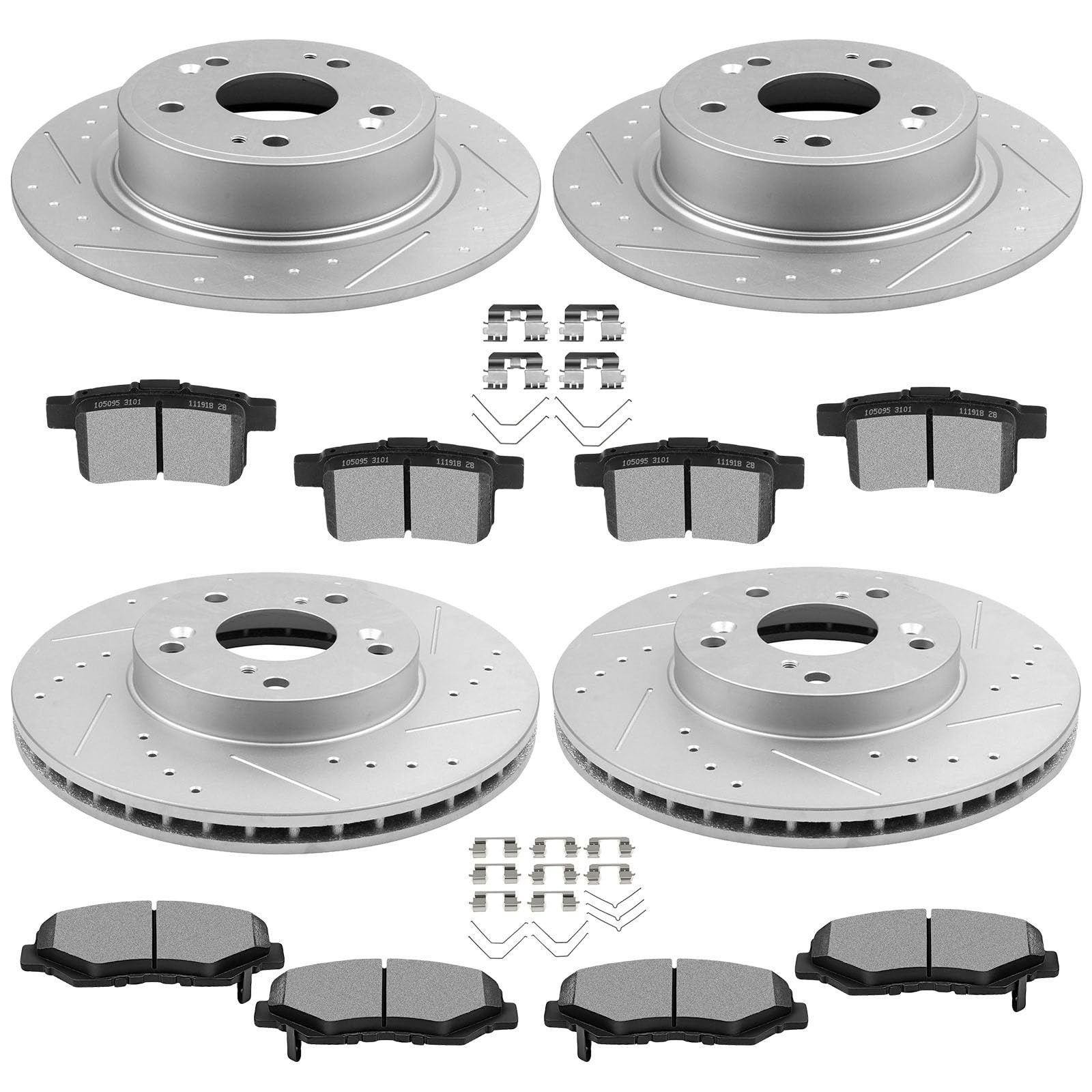 SCITOO Brake Pads and Rotors Kit for Lexus Land Cruiser Tundra Sequoia
