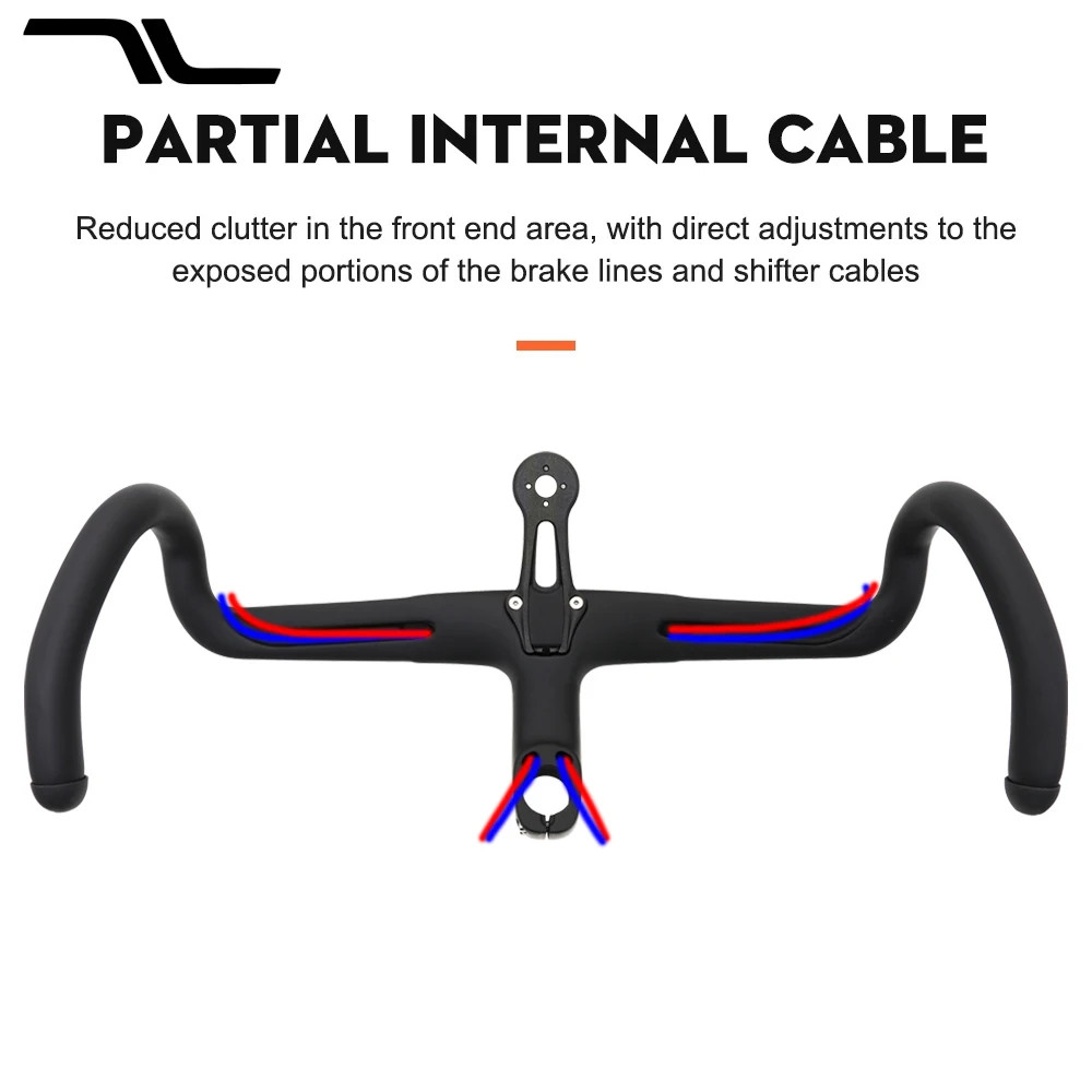 Carbon Road Bike Handlebar 28.6mm 380-440mm Bicycle Parts Fully Internal Cable