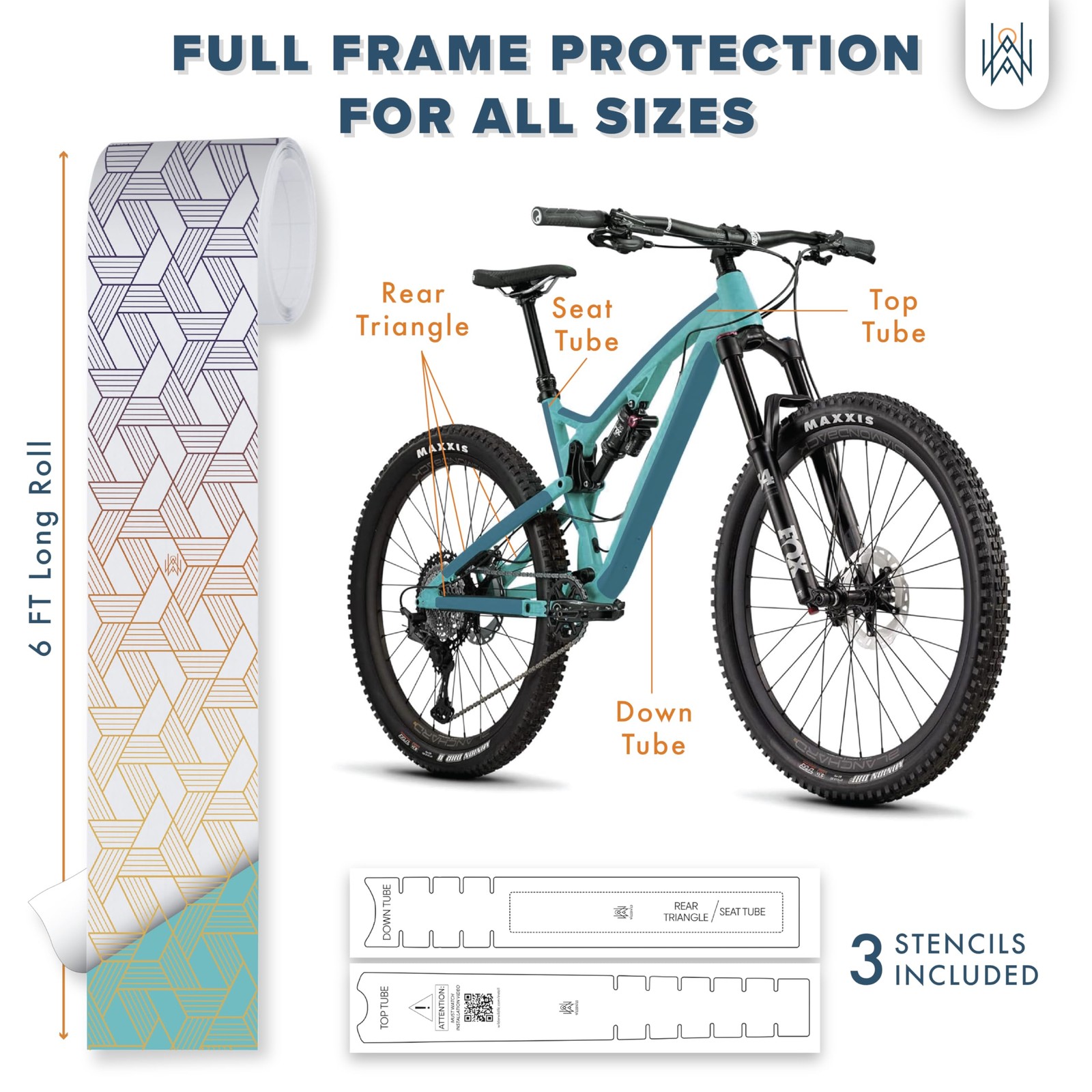 Bike Frame Protection Tape- High Impact Clear Vinyl Wrap Includes Tool (4”x72…